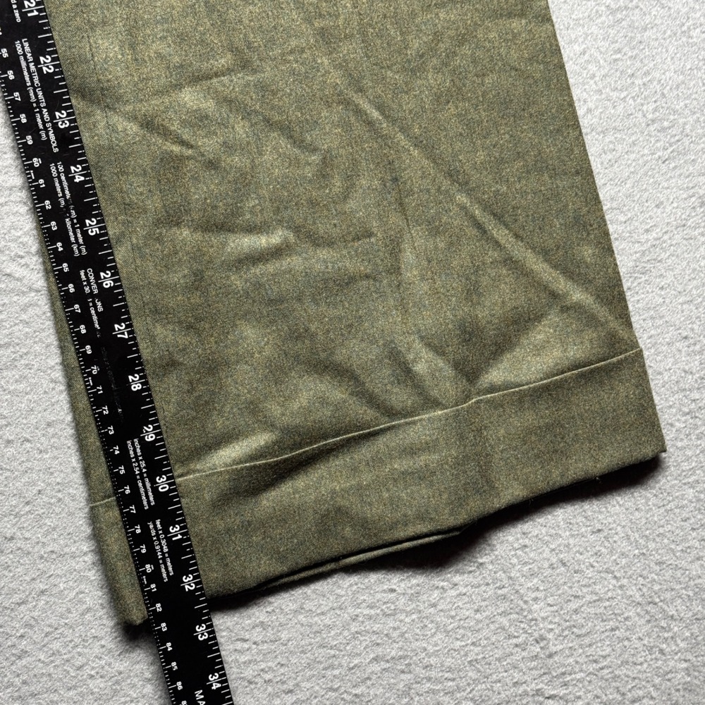 J.Crew Super 110s Wool Wide Leg Cuffed Dress Pants 10 Olive Green Low Fit 70334 - Picture 6 of 10